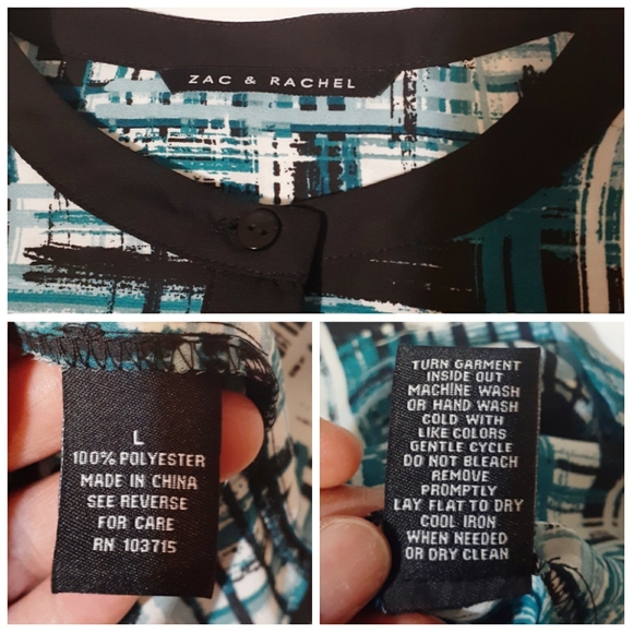 Zac & Rachel Abstract Teal Flowy Top - Picture 2 of 7